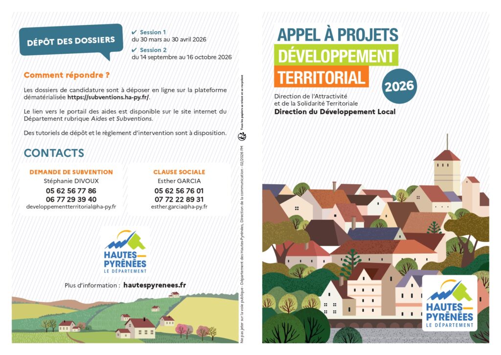 Plaquette Appel à projet développement territorial 2026 du conseil départemental des Hautes-Pyérénes